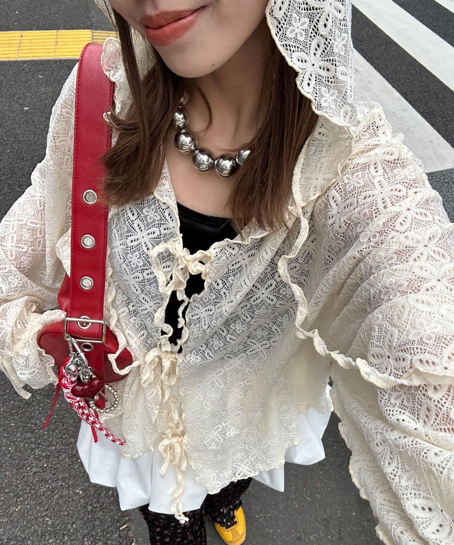 蕾絲連帽衛衣上衣