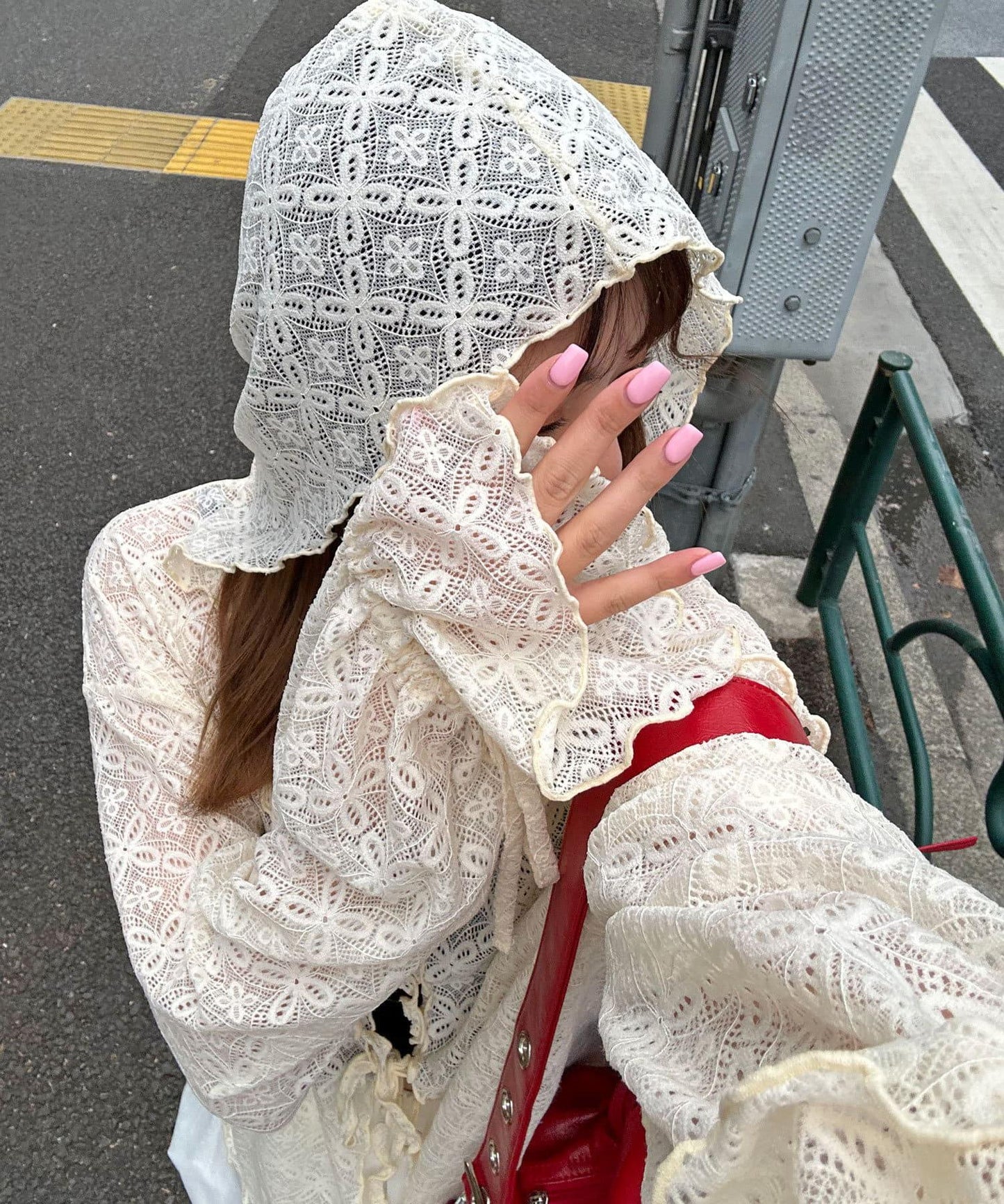 蕾絲連帽衛衣上衣