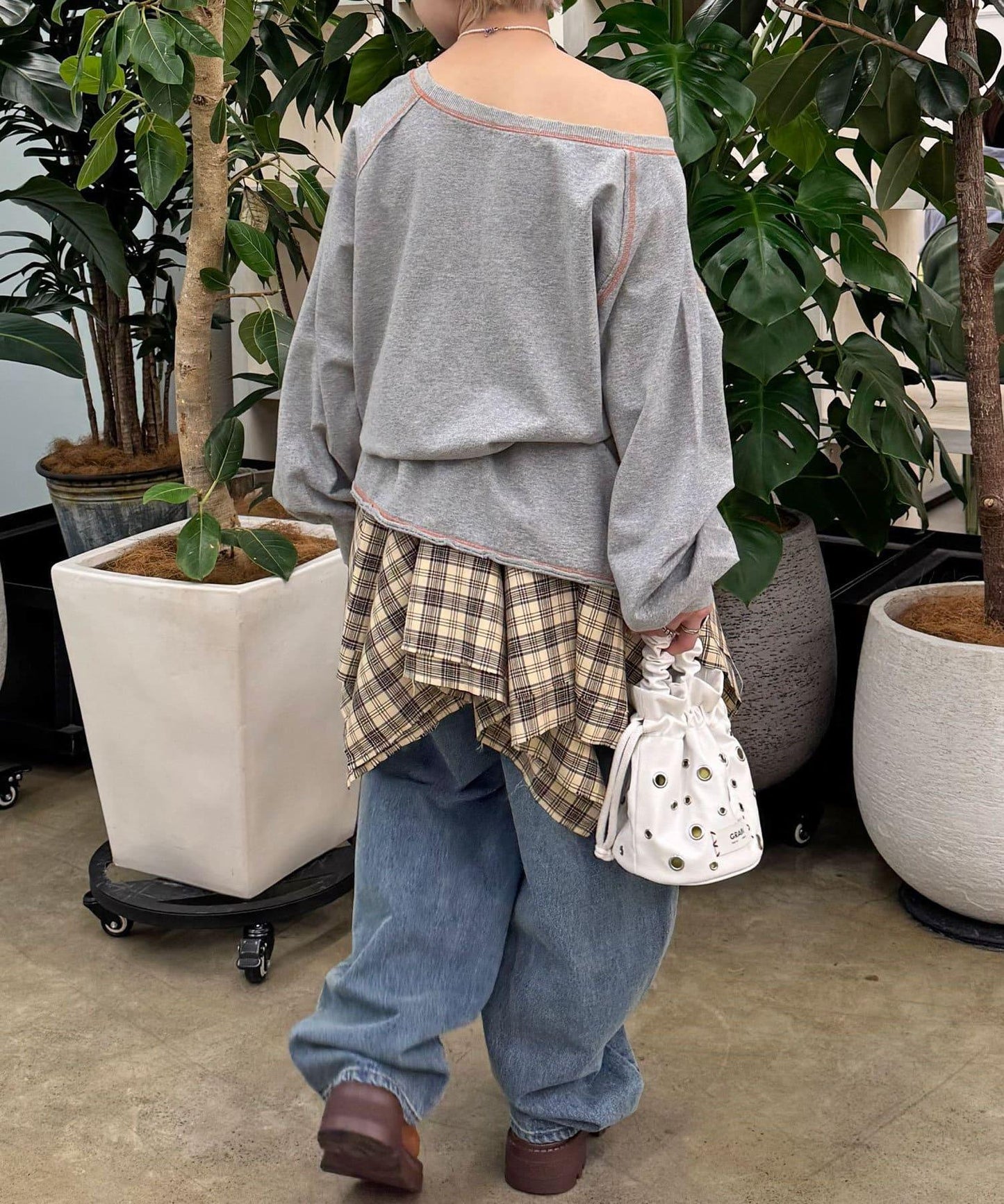 格紋高腰迷你裙