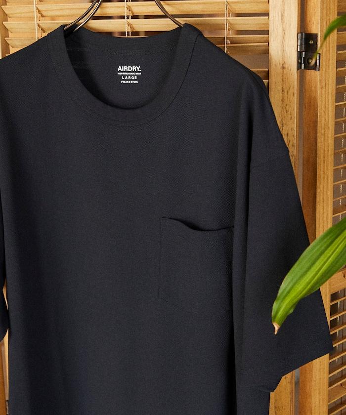 《AIR》DRY 高功能材料 棉紋織 圓領 帶口袋 T恤/吸溼快乾/遮熱/防紫外線