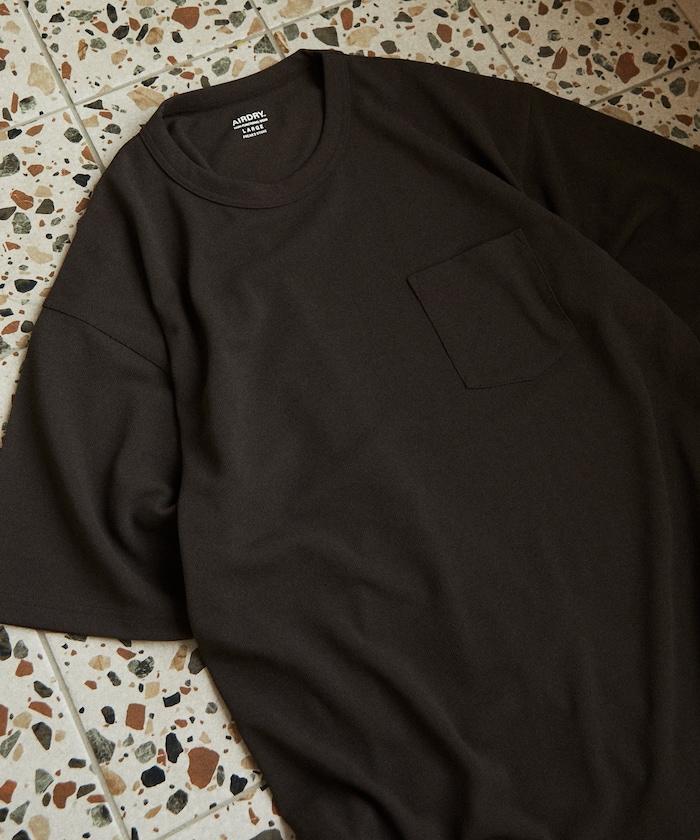 《AIR》DRY 高功能材料 棉紋織 圓領 帶口袋 T恤/吸溼快乾/遮熱/防紫外線