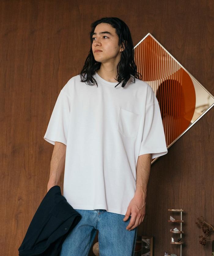 《AIR》DRY 高功能材料 棉紋織 圓領 帶口袋 T恤/吸溼快乾/遮熱/防紫外線