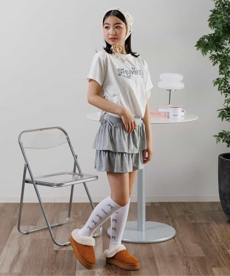 蝴蝶結logo可愛高筒襪