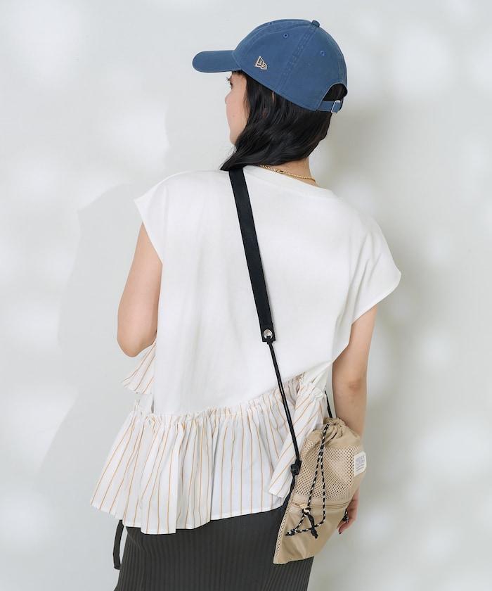 下襬荷葉邊條紋T恤