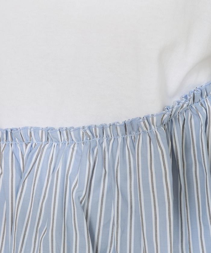 下襬荷葉邊條紋T恤