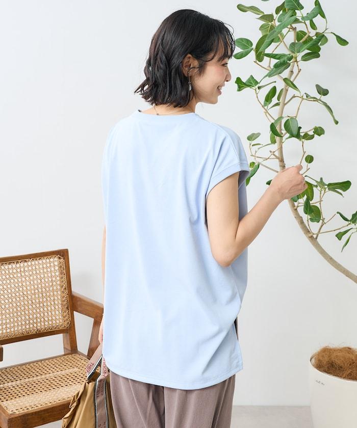 <接觸冷感/UV> 《空氣》DRY HIGHCOOL 法式短袖T恤