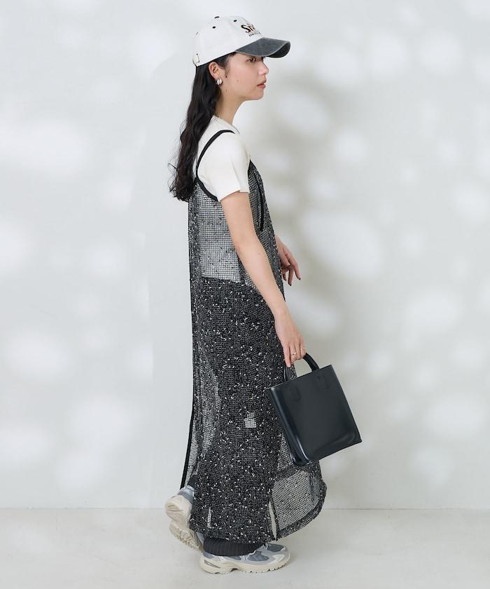 網眼網格吊帶連衣裙