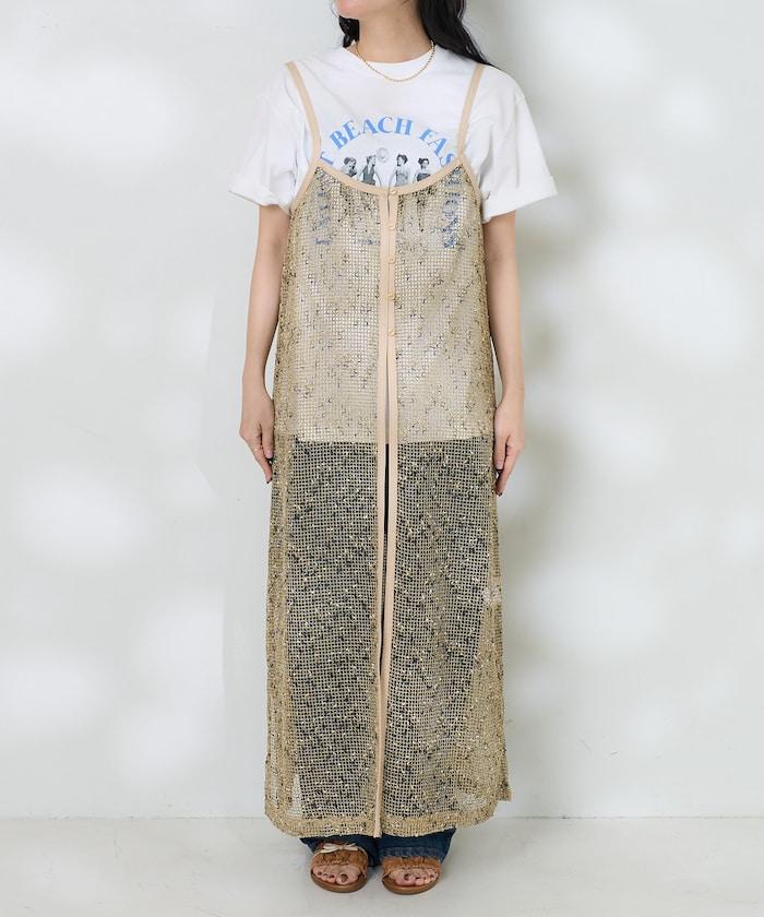 網眼網格吊帶連衣裙