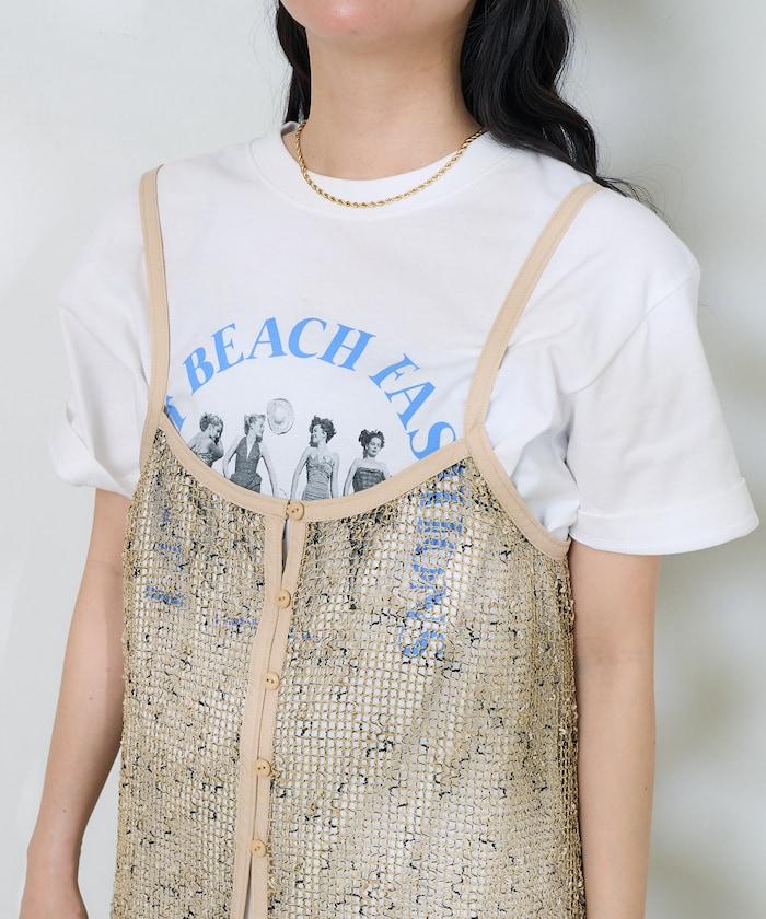 網眼網格吊帶連衣裙