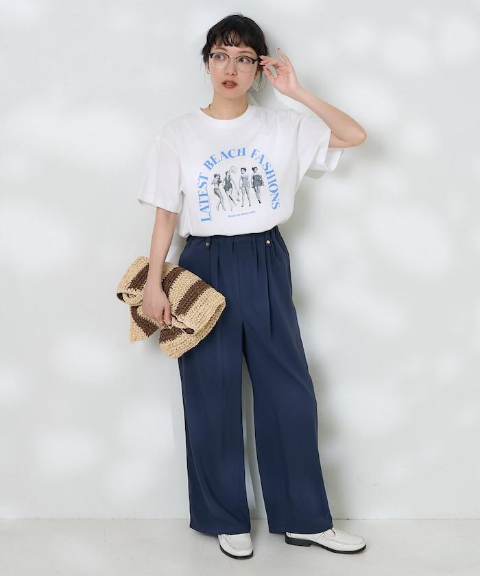 女孩子照片海灘拱形logo T恤