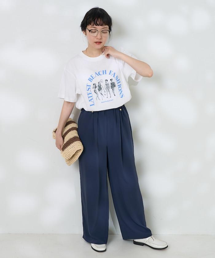 女孩子照片海灘拱形logo T恤