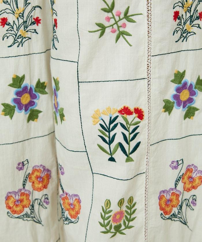 拼接花卉刺繡褲