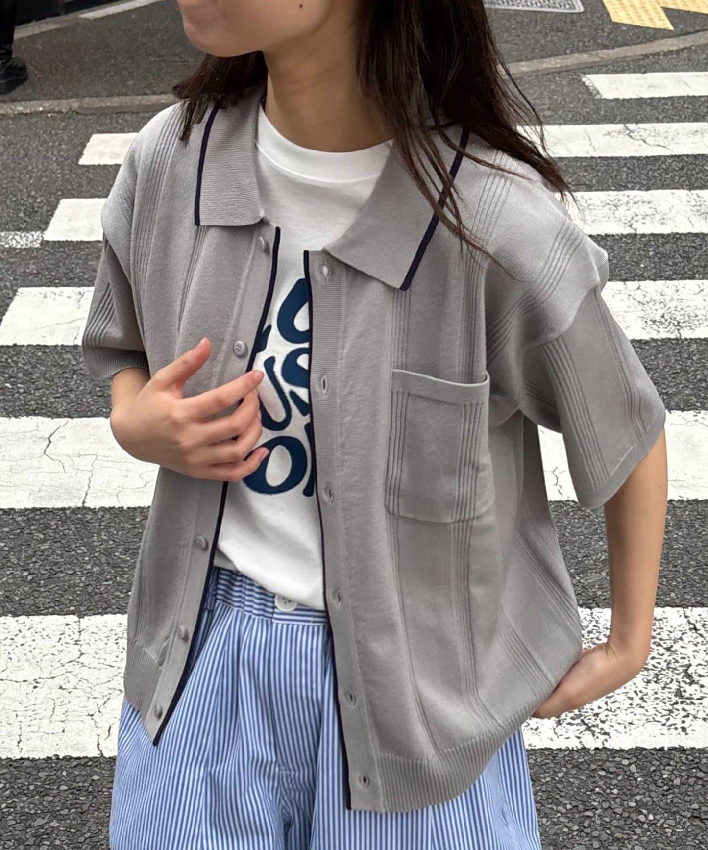 【男女通用】條紋夏季針織開衫