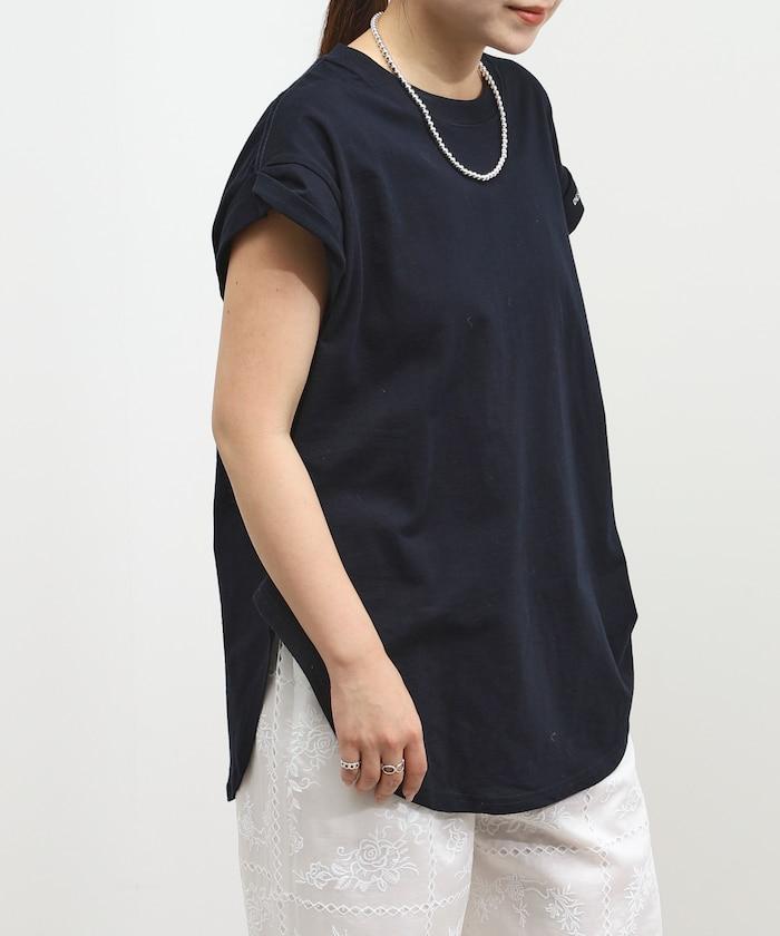 有機棉 卷邊愛心刺繡T恤