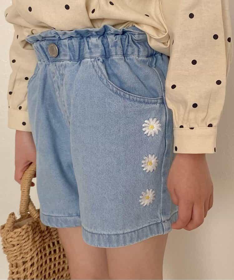 心形花朵刺繡短褲