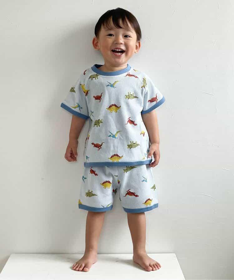 叢林恐龍圖案格子棉睡衣