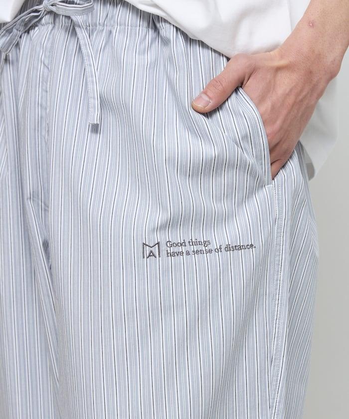 BASIC標誌刺繡條紋休閒褲