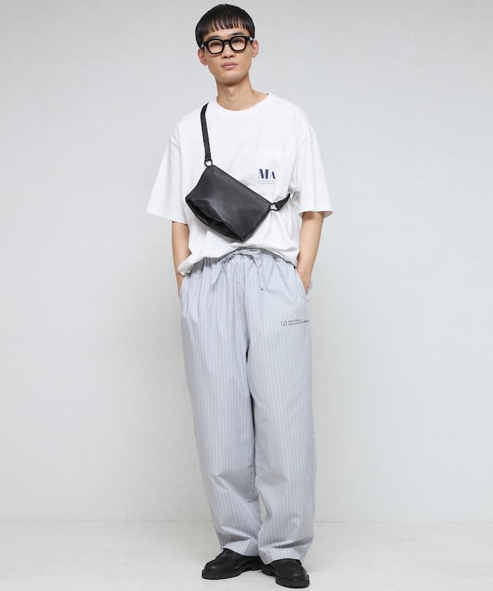 BASIC標誌刺繡條紋休閒褲
