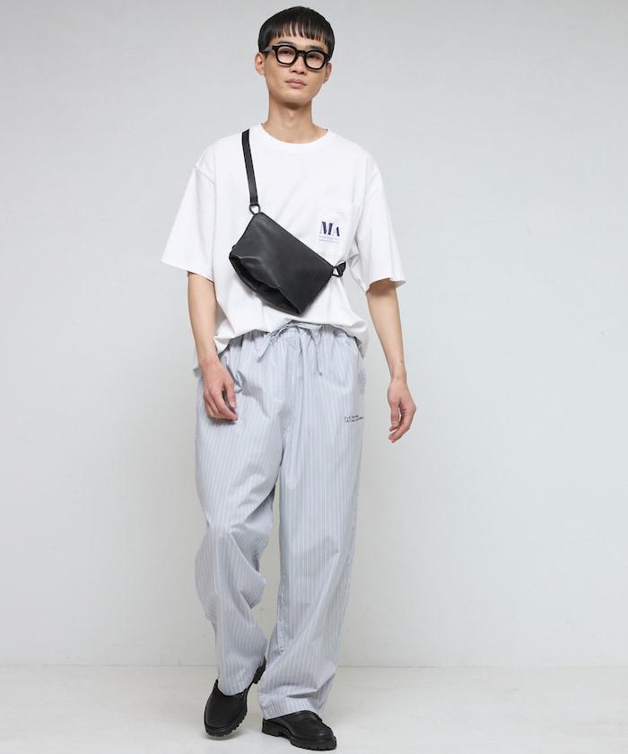 BASIC標誌刺繡條紋休閒褲