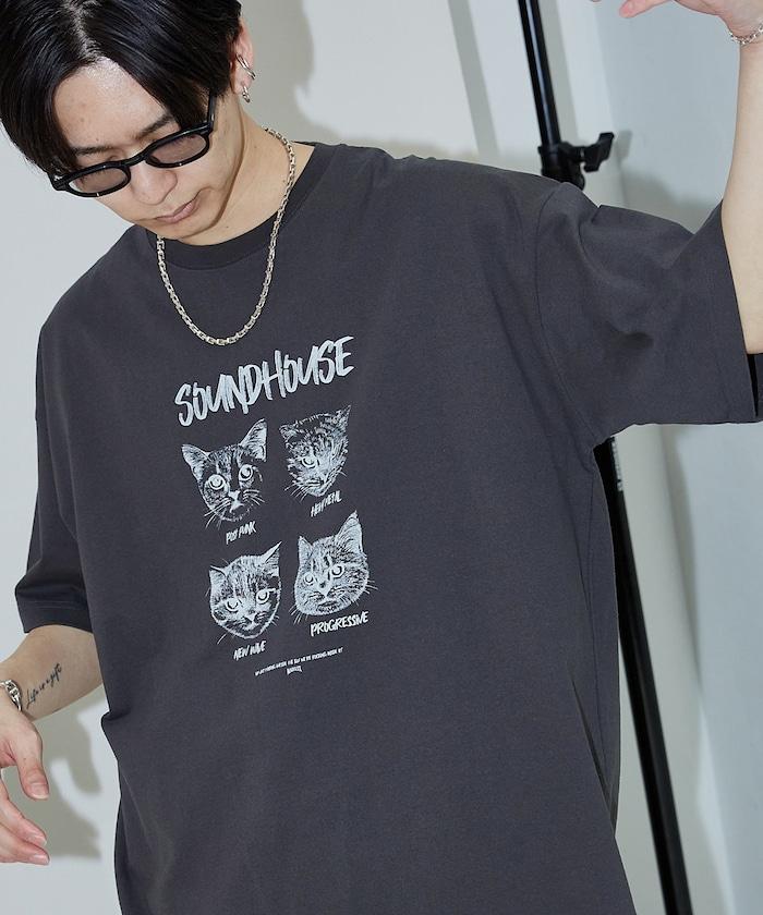 "SOUNDHOUSE" 4只貓 動物印花T恤