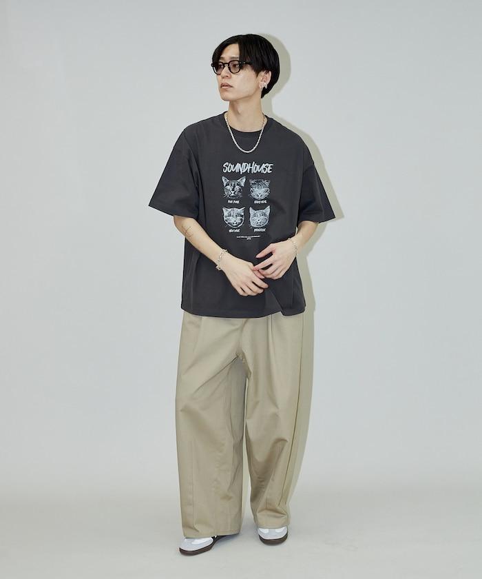 "SOUNDHOUSE" 4只貓 動物印花T恤
