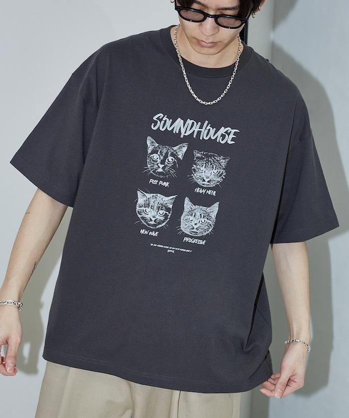 "SOUNDHOUSE" 4只貓 動物印花T恤