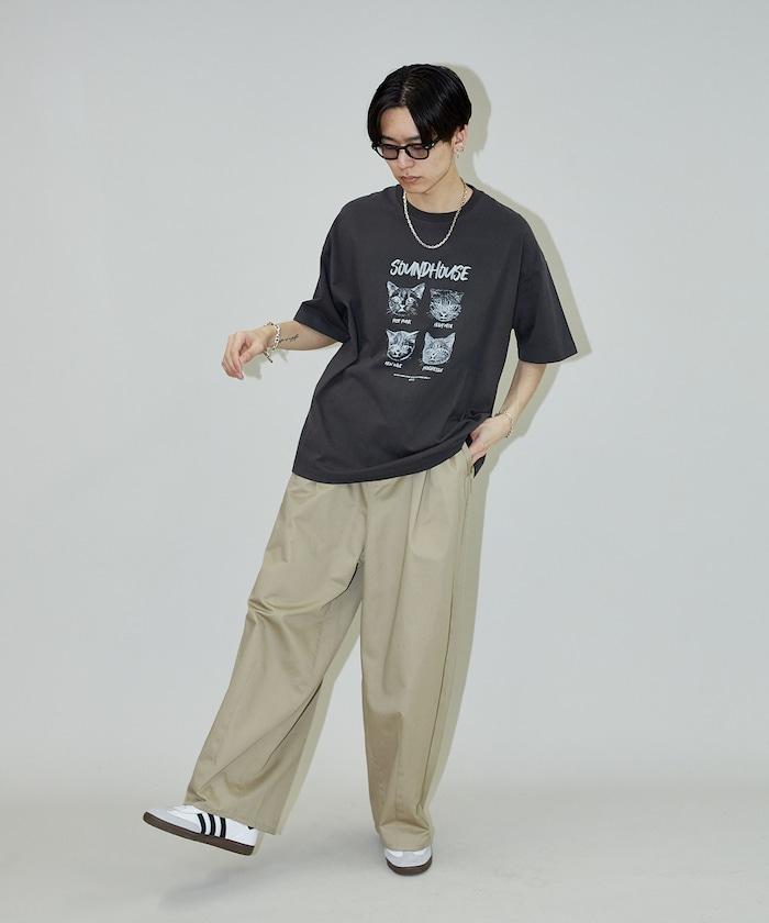 "SOUNDHOUSE" 4只貓 動物印花T恤