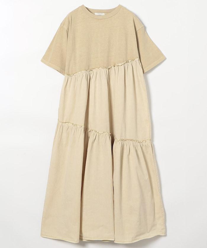 下襬荷葉邊顏料短袖連衣裙