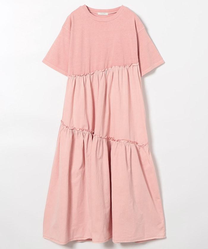 下襬荷葉邊顏料短袖連衣裙