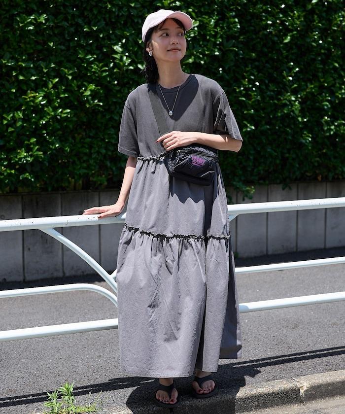 下襬荷葉邊顏料短袖連衣裙