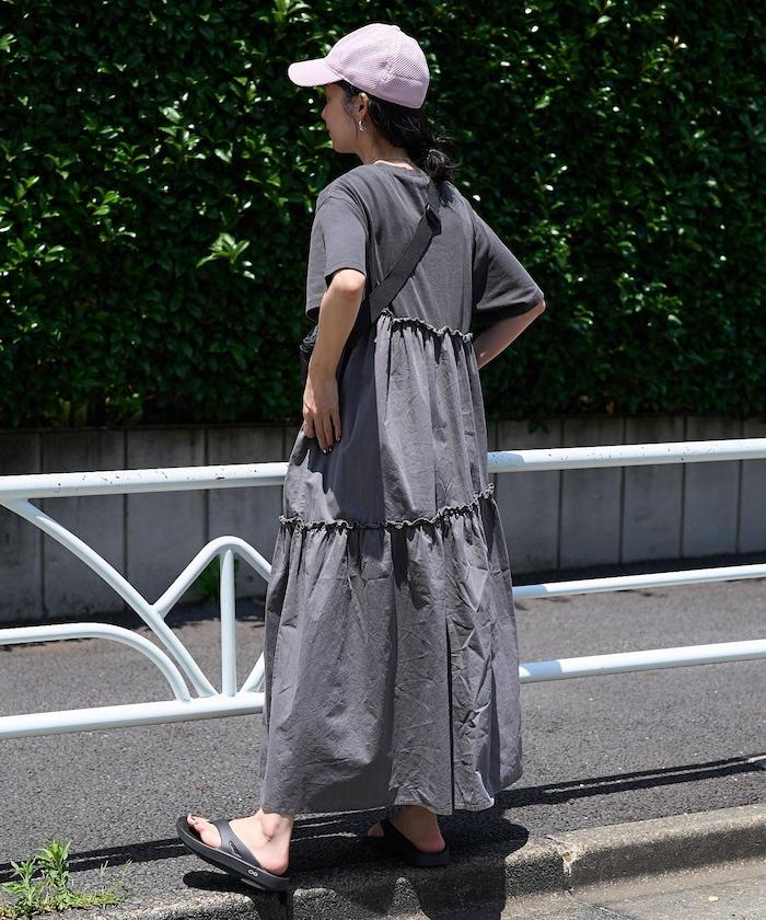 下襬荷葉邊顏料短袖連衣裙