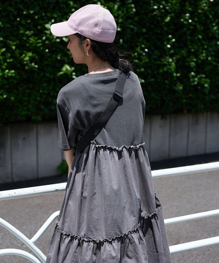 下襬荷葉邊顏料短袖連衣裙