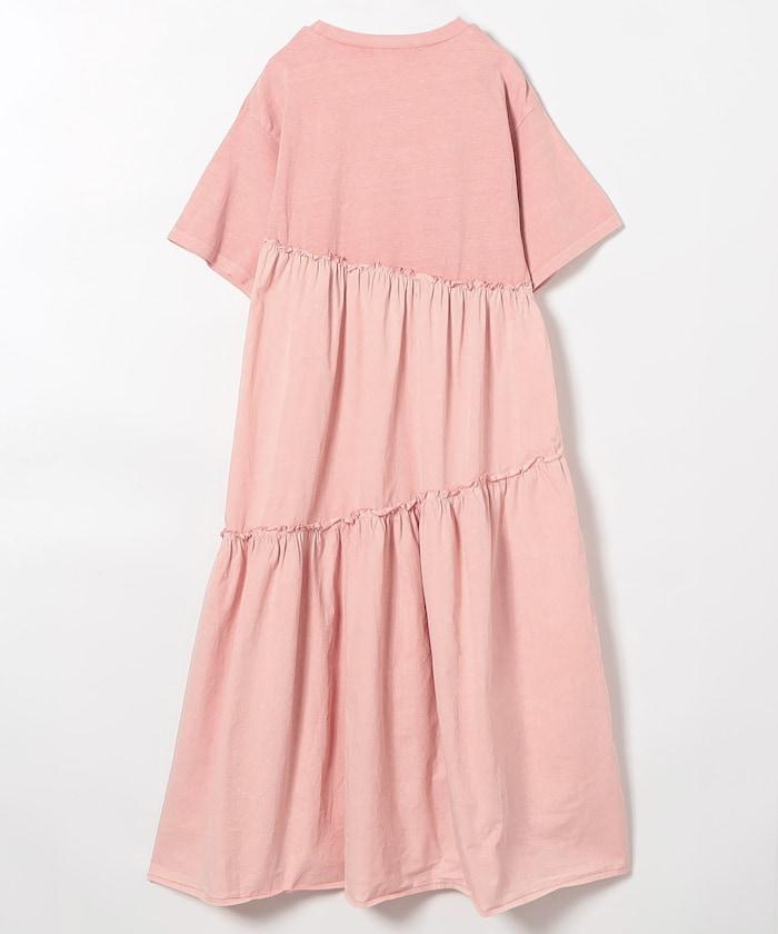 下襬荷葉邊顏料短袖連衣裙