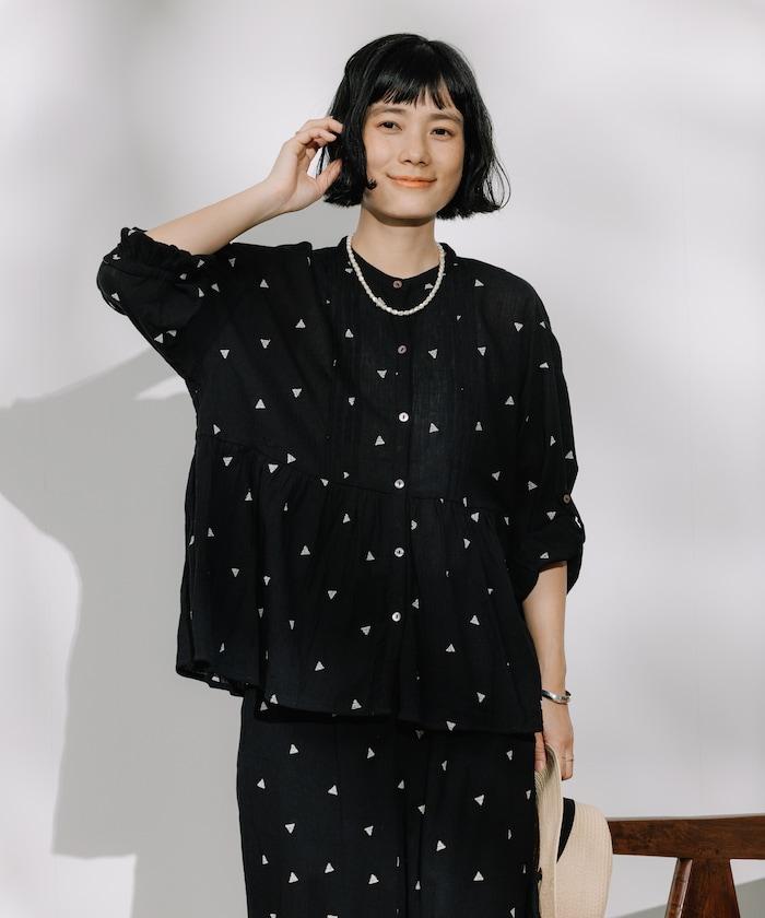 印度 幾何學 刺繡襯衫<套裝搭配款>