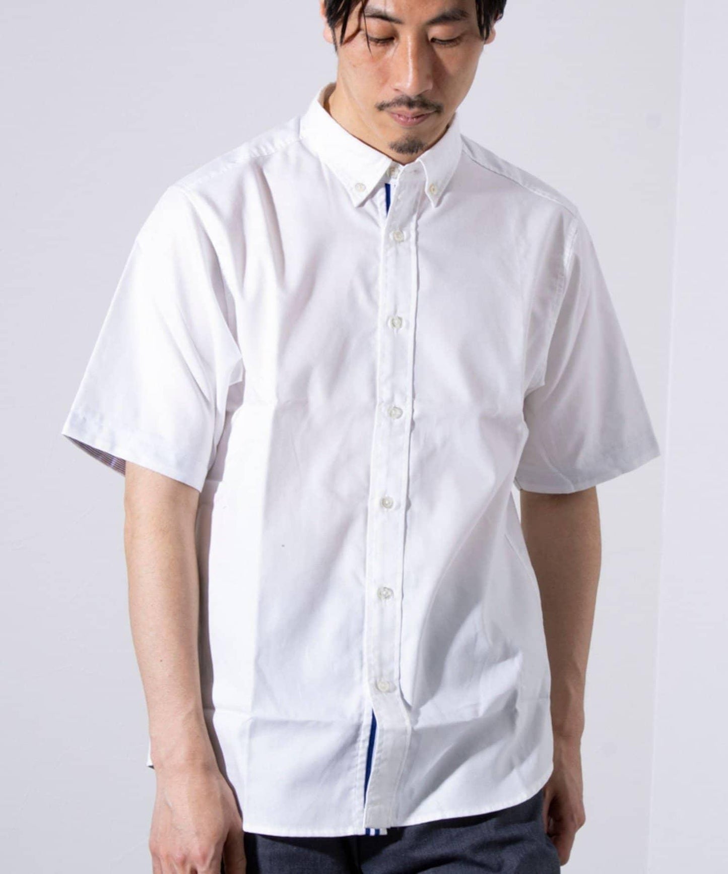 【商務休閒款式】【GLOSTER/格洛斯特】針織帶扣短袖襯衫