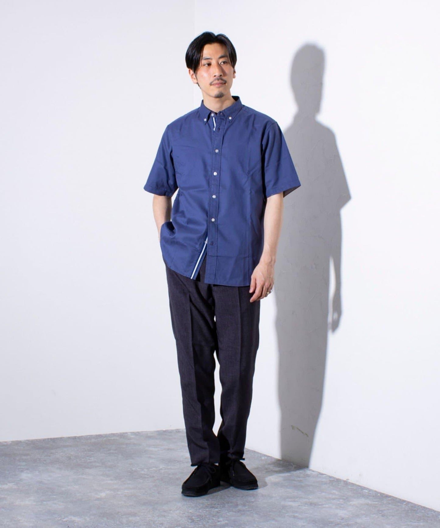 【商務休閒款式】【GLOSTER/格洛斯特】針織帶扣短袖襯衫
