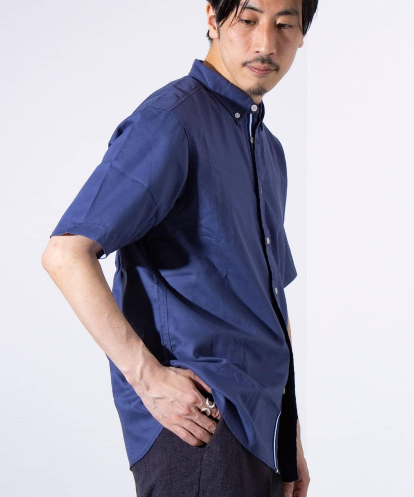 【商務休閒款式】【GLOSTER/格洛斯特】針織帶扣短袖襯衫