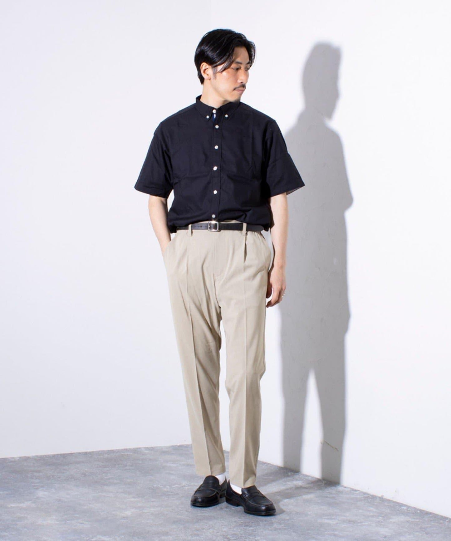 【商務休閒款式】【GLOSTER/格洛斯特】針織帶扣短袖襯衫