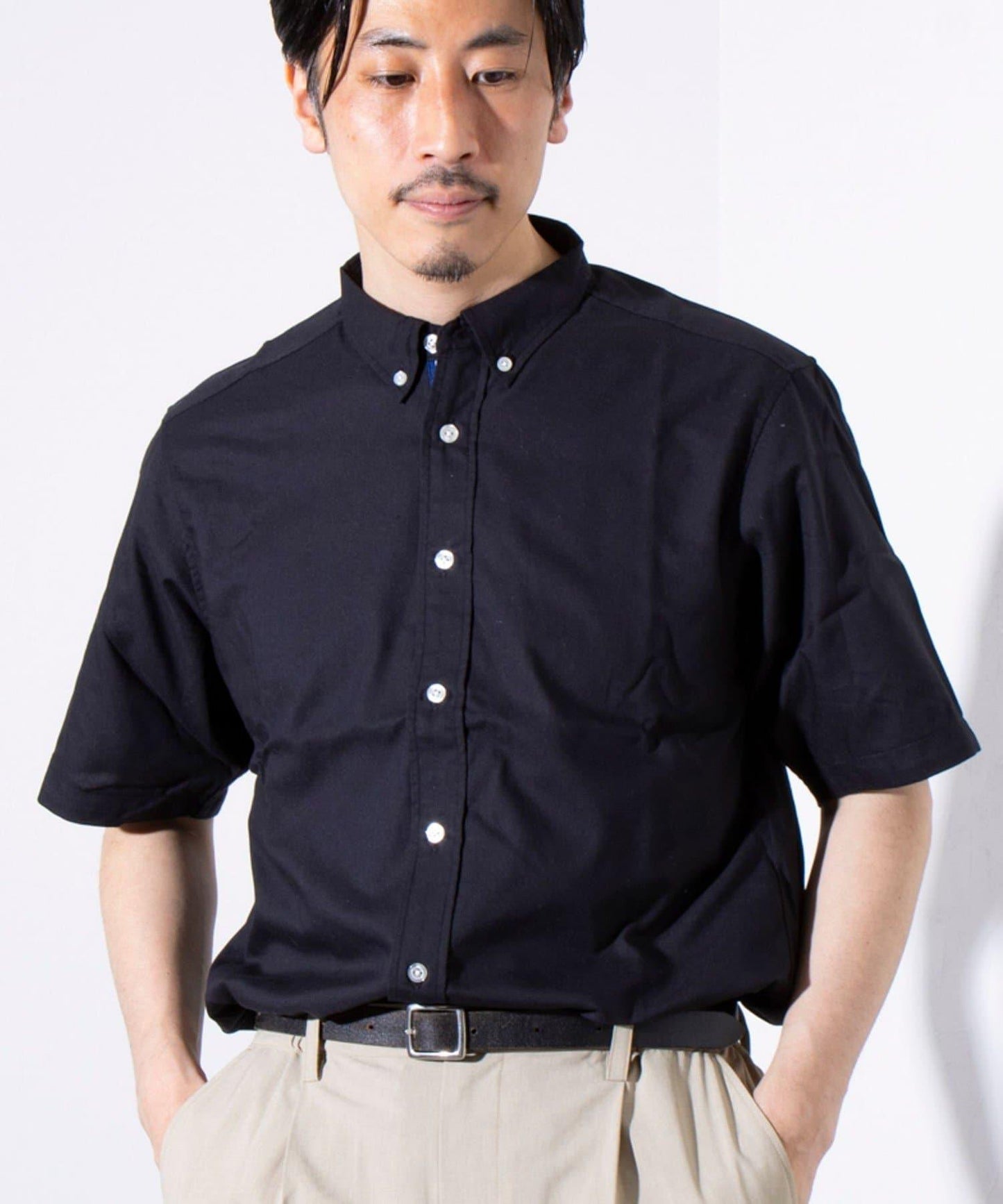 【商務休閒款式】【GLOSTER/格洛斯特】針織帶扣短袖襯衫