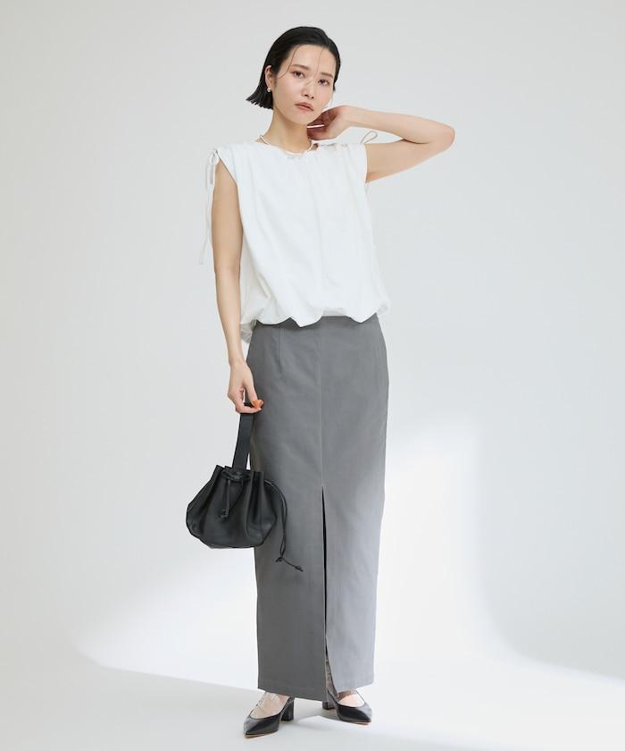 有機棉束褶垂墜上衣 / 法式短袖T恤 / 袖帶