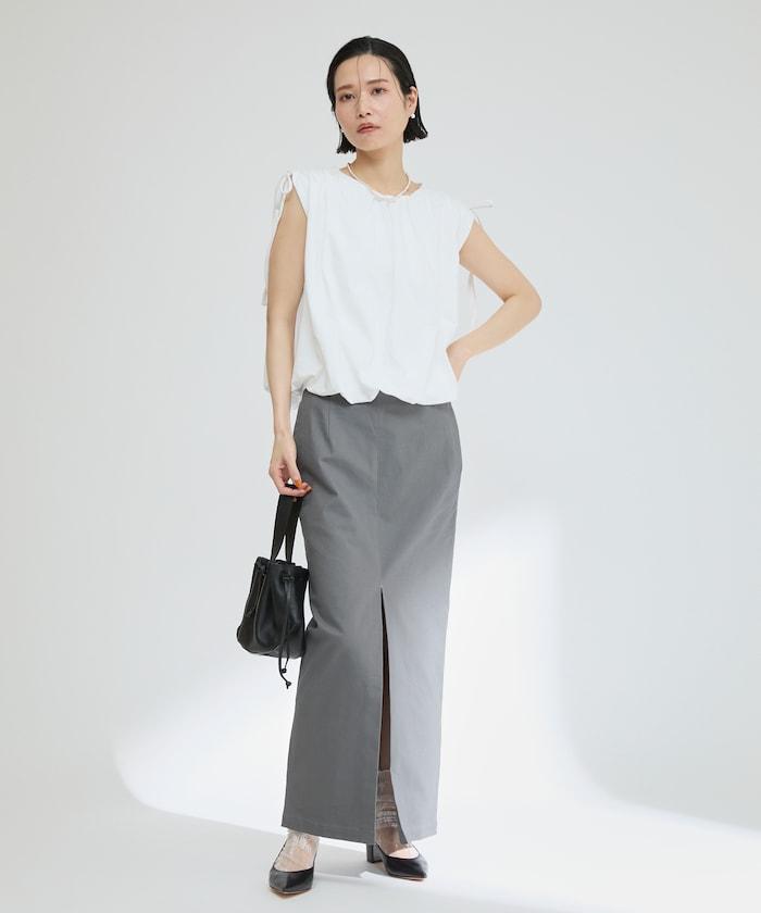 有機棉束褶垂墜上衣 / 法式短袖T恤 / 袖帶