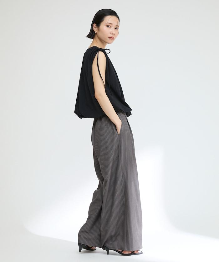 有機棉束褶垂墜上衣 / 法式短袖T恤 / 袖帶