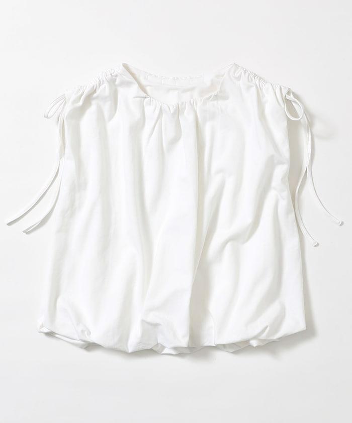 有機棉束褶垂墜上衣 / 法式短袖T恤 / 袖帶