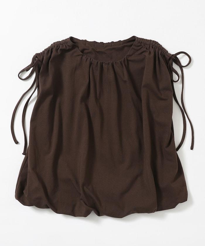 有機棉束褶垂墜上衣 / 法式短袖T恤 / 袖帶