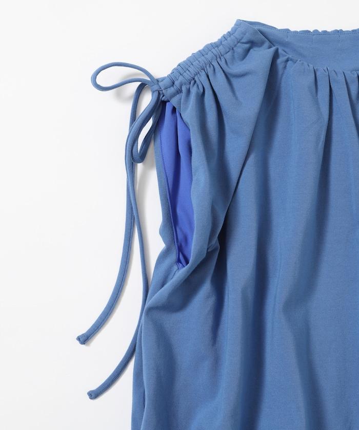 有機棉束褶垂墜上衣 / 法式短袖T恤 / 袖帶