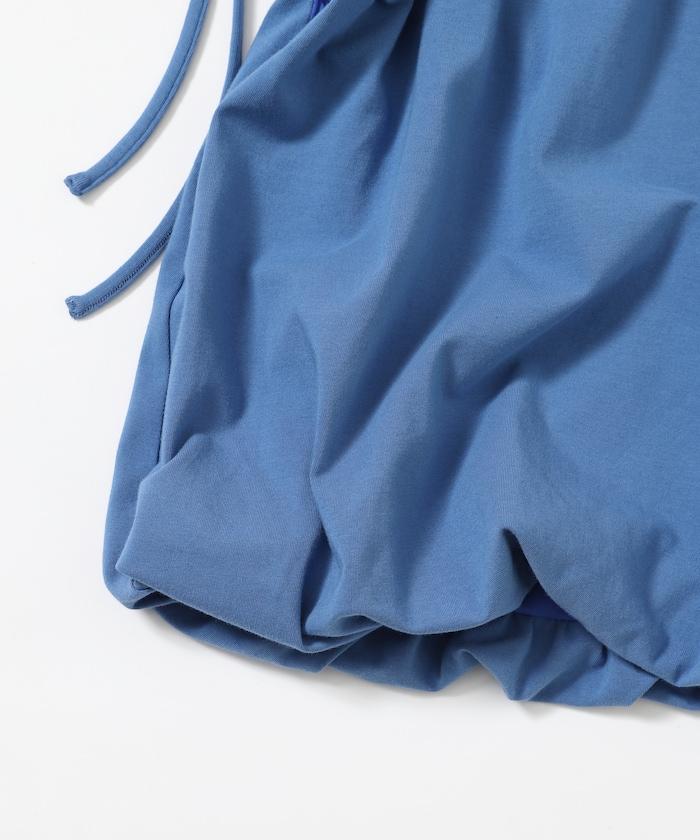 有機棉束褶垂墜上衣 / 法式短袖T恤 / 袖帶