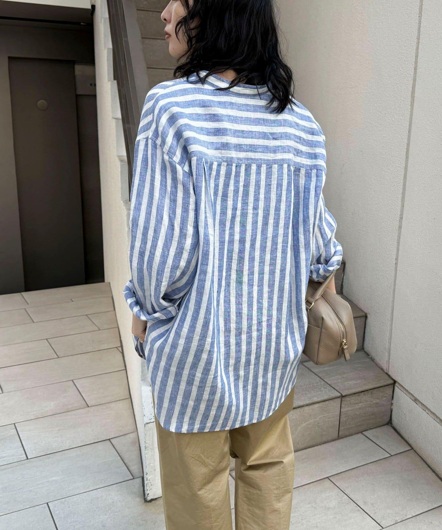 亞麻100領帶領襯衫