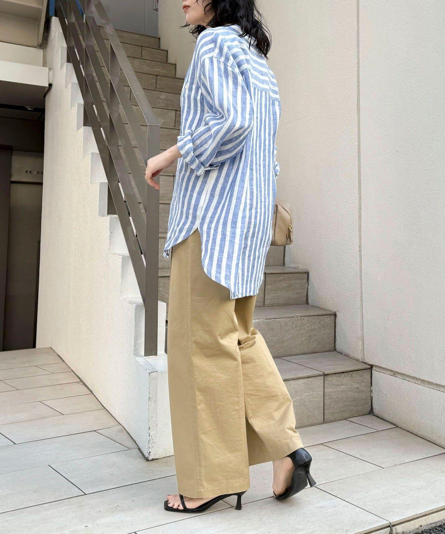 亞麻100領帶領襯衫