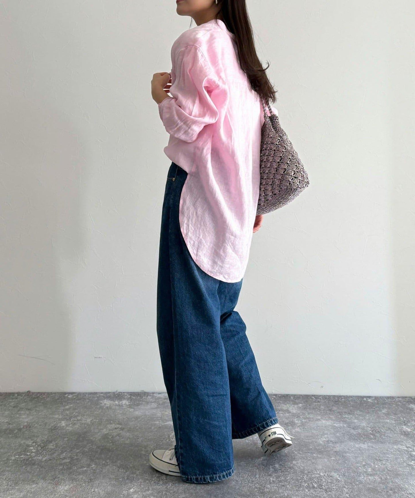 亞麻100領帶領襯衫