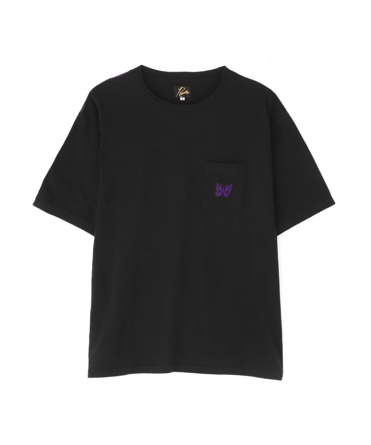 NEEDLES/S/S 蝴蝶刺繡口袋T恤 - 棉質傑西布